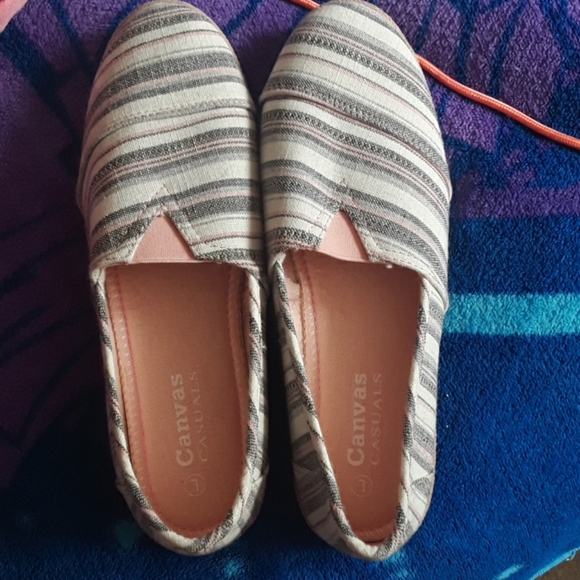Brand new never worn cute striped slip on shoes